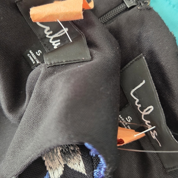 Lulu's Botanical Dream Black Floral Print Embroidered Two-Piece Dress Size XS/S - Picture 4 of 4